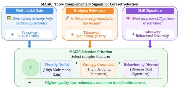 Figureure 1 · : MAGIC characterizes each training sample using three complementary s