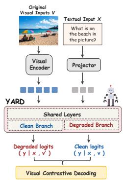 (b) Figure 1: Comparison between (a) pixel-level degradation that corrupts the visual inpu
