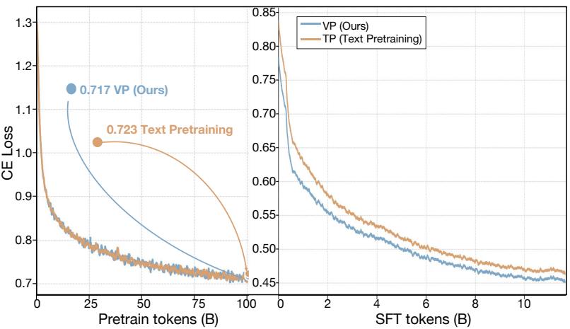 (a) Loss comparison: Visual Pretraining vs
